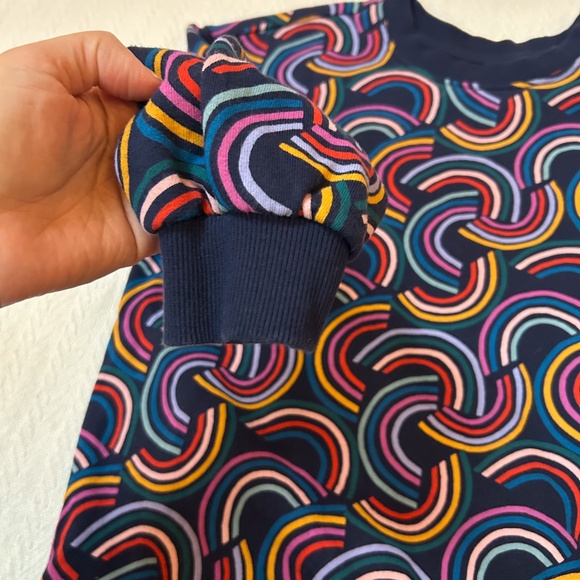 HANNA ANDERSSON cozy rainbow navy sweatshirt 10/140cm - long sleeve, ribbed cuff - Picture 7 of 8